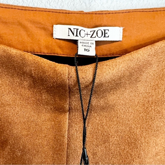 NIC+ZOE Faux Suede Ankle Pants Size 10 Toffee Slim Fit Boho Career NWT - Picture 5 of 13